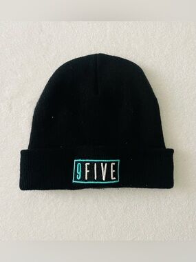 Vintage Yupoong Nine Five Men Beanie Hat Black Knit Y2K Punk Skater Grunge